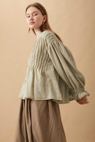 Ribbed Voile Shirt Stone - 17
