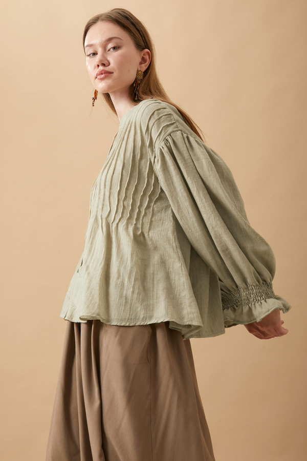 Ribbed Voile Shirt Stone - 17