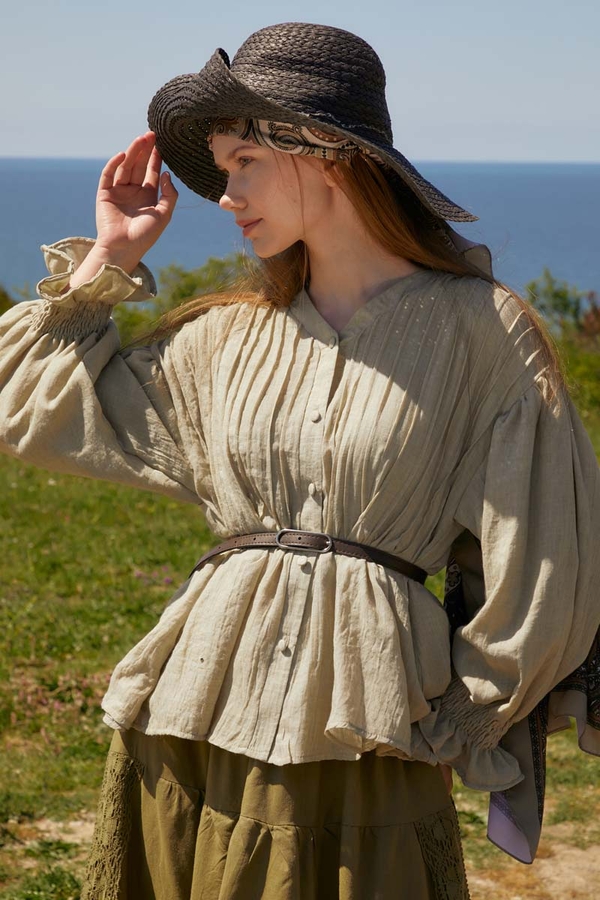 Ribbed Voile Shirt Stone - 7