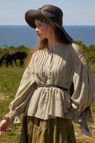 Ribbed Voile Shirt Stone - 5