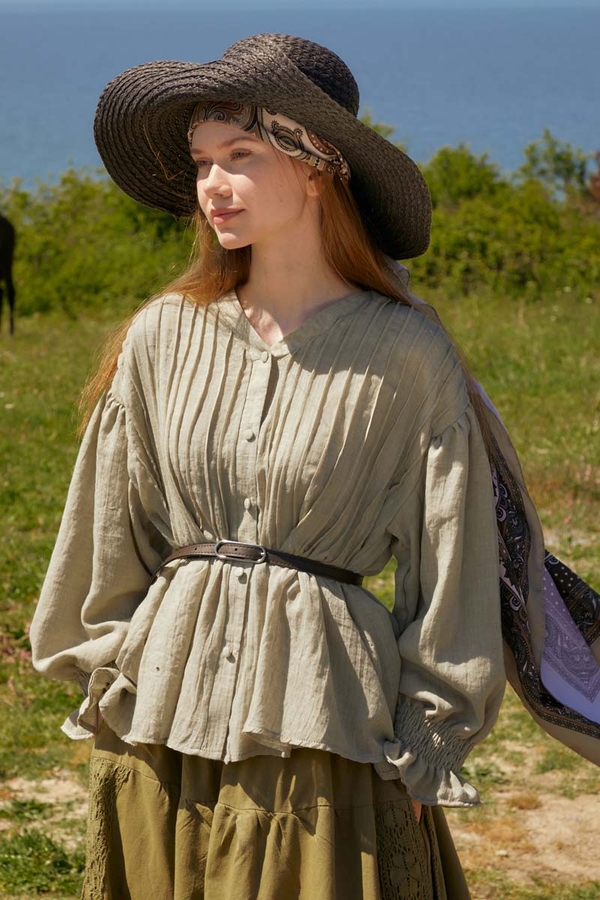 Ribbed Voile Shirt Stone - 9