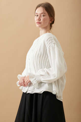 Ribbed Voile Shirt White - 14