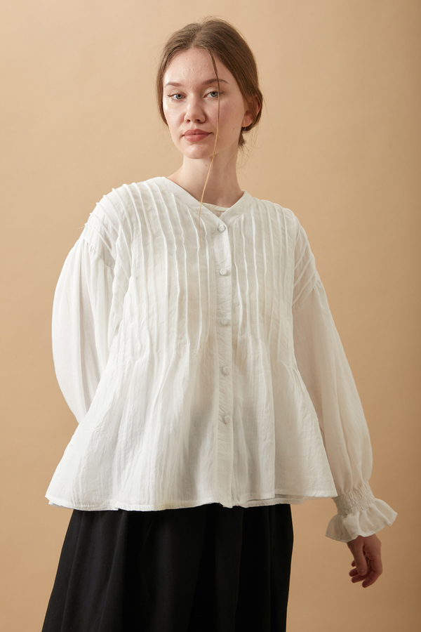 Ribbed Voile Shirt White - 15