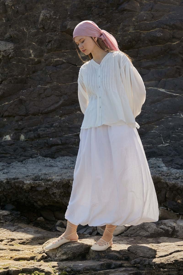 Ribbed Voile Shirt White - 6