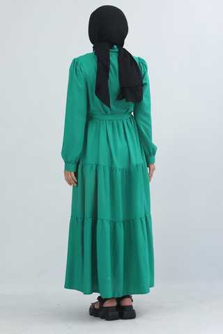 Ruffle Neck Dress Green - 3