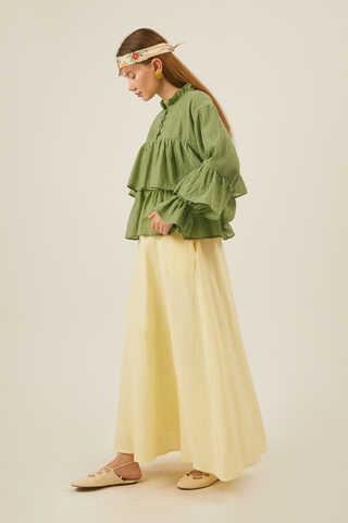 Ruffled Voile Blouse Soft Green - 8