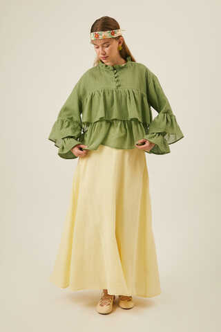 Ruffled Voile Blouse Soft Green - 9