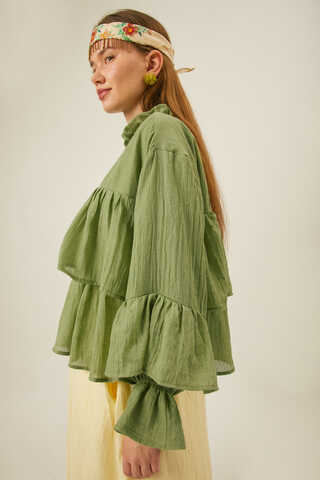 Ruffled Voile Blouse Soft Green - 15