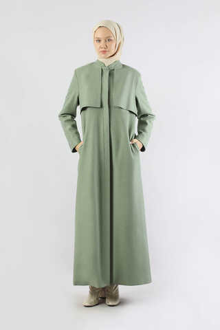 Rüzgarlık Detaylı Taşlı Kaban Mint - 1