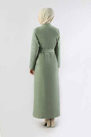 Rüzgarlık Detaylı Taşlı Kaban Mint - 6