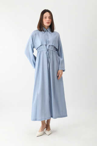 Rüzgarlıklı Gömlek Elbise Bebe Mavisi - 3