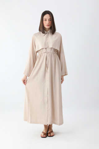 Rüzgarlıklı Gömlek Elbise Taş - 3