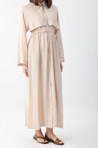 Rüzgarlıklı Gömlek Elbise Taş - 4