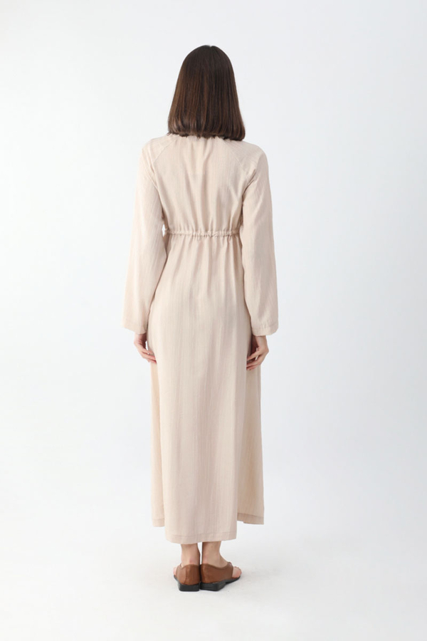 Rüzgarlıklı Gömlek Elbise Taş - 5