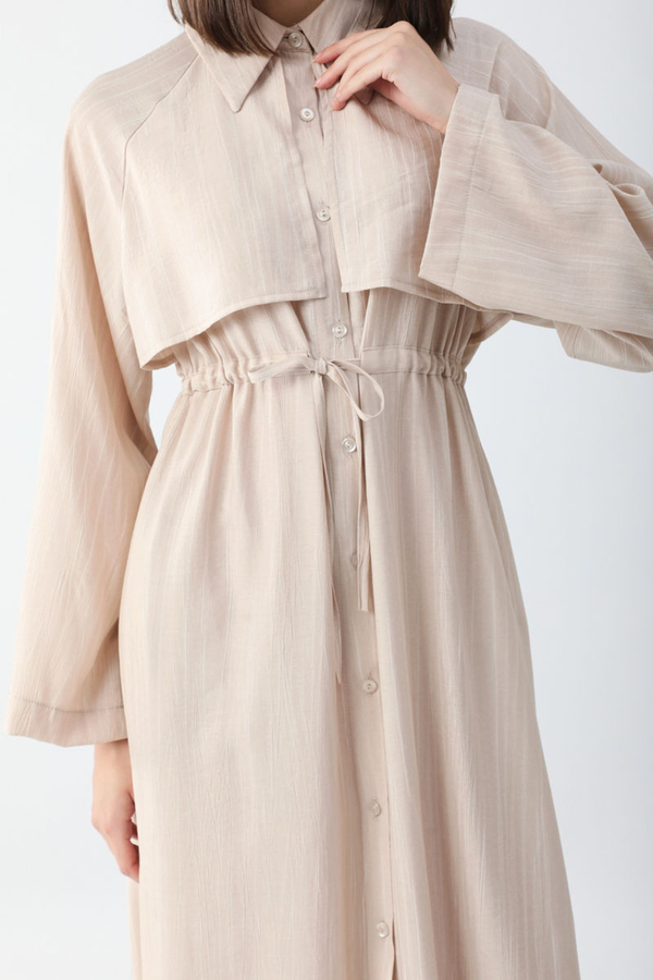 Rüzgarlıklı Gömlek Elbise Taş - 7