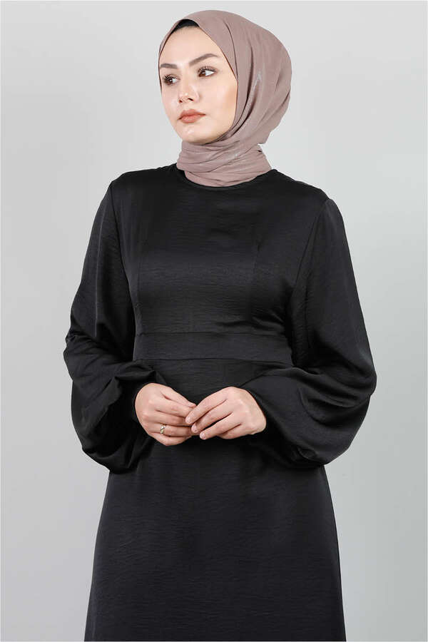 SATEN AEROBİN ELBİSE SİYAH