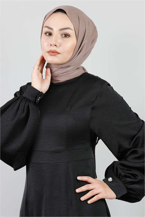 SATEN AEROBİN ELBİSE SİYAH