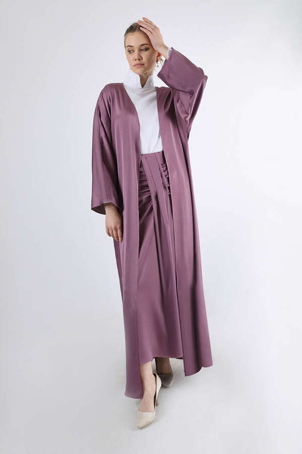 Buy Satin Skirt Abaya Suit Dried Rose Zülays