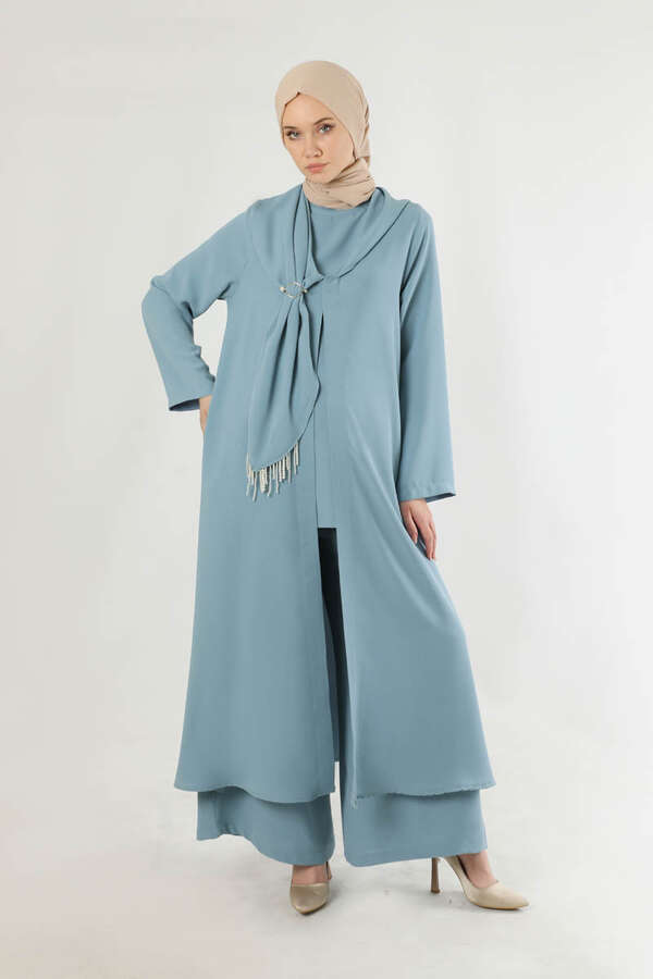 Scarf Abaya Suit Baby Blue - 1