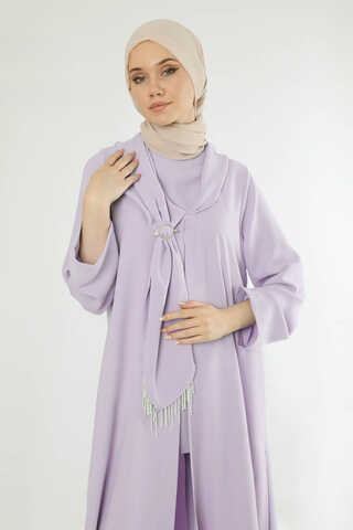 Scarf Abaya Suit Lilac - 2