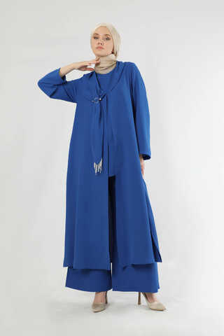 Scarf Abaya Suit Sax Blue - 1