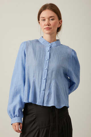 Short Voile Shirt Baby Blue - 3