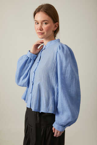 Short Voile Shirt Baby Blue - 6