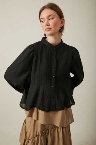 Short Voile Shirt Black - 9