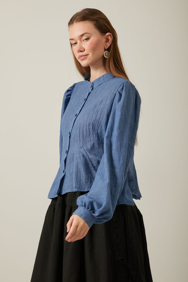 Short Voile Shirt Indigo - 2