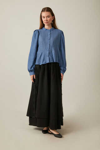 Short Voile Shirt Indigo - 8