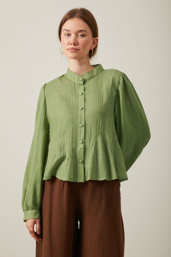 Short Voile Shirt Soft Green - 7