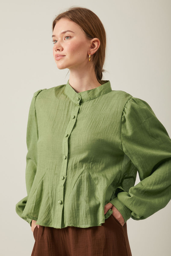Short Voile Shirt Soft Green - 13