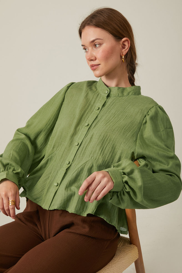 Short Voile Shirt Soft Green - 6