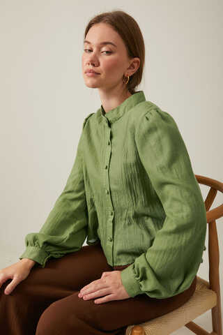 Short Voile Shirt Soft Green - 17