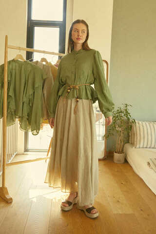 Short Voile Shirt Soft Green - 4