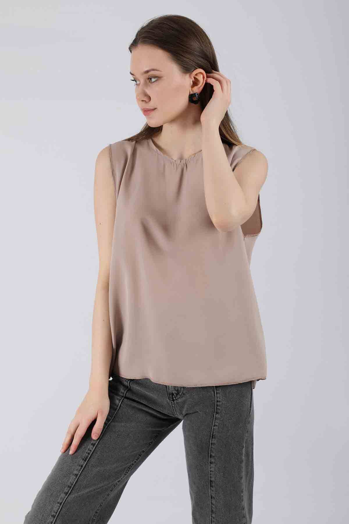 Sıfır Kol Kısa İçlik Koyu Vizon