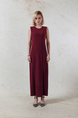 Likralı İç Elbise Bordo - 2