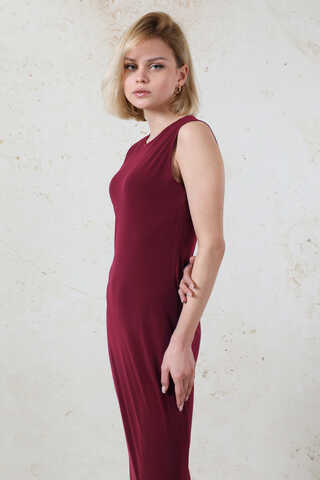 Likralı İç Elbise Bordo - 4