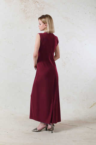 Likralı İç Elbise Bordo - 6