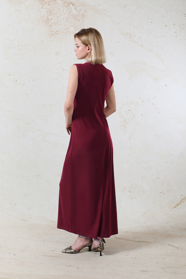 Likralı İç Elbise Bordo - 6