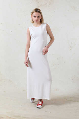 Likralı İç Elbise Ekru - 2