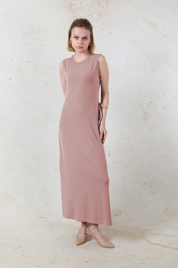 Likralı İç Elbise Gül Kurusu - 3