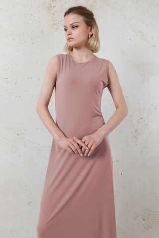 Likralı İç Elbise Gül Kurusu - 5