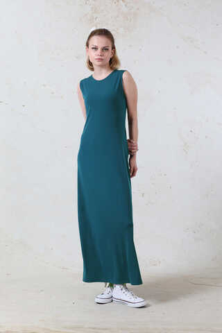 Likralı İç Elbise Petrol Mavisi - 3