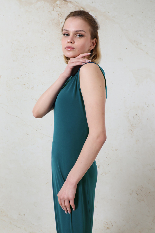 Likralı İç Elbise Petrol Mavisi - 6