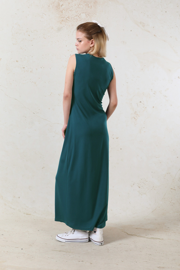 Likralı İç Elbise Petrol Mavisi - 7