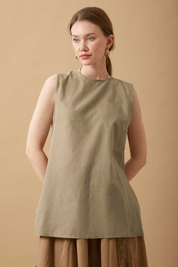 Sleeveless Short Vual Slip Mink - 2