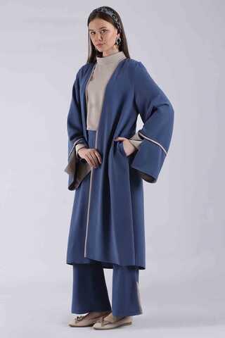 Slit Abaya Suit İndigo - 3
