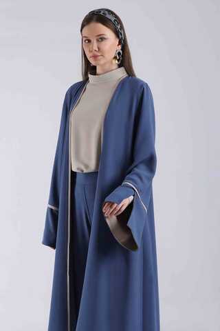 Slit Abaya Suit İndigo - 4