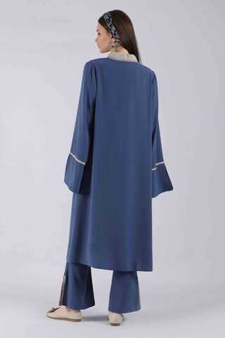 Slit Abaya Suit İndigo - 5